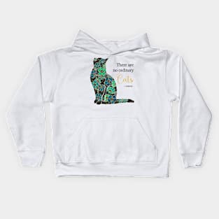 Cat Flower Silhouette in Teal Kids Hoodie